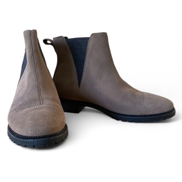 Toms Cleo Water-Resistant Chelsea Boots Size 7 Taupe Gray Pull-On Stretch - Picture 3 of 5